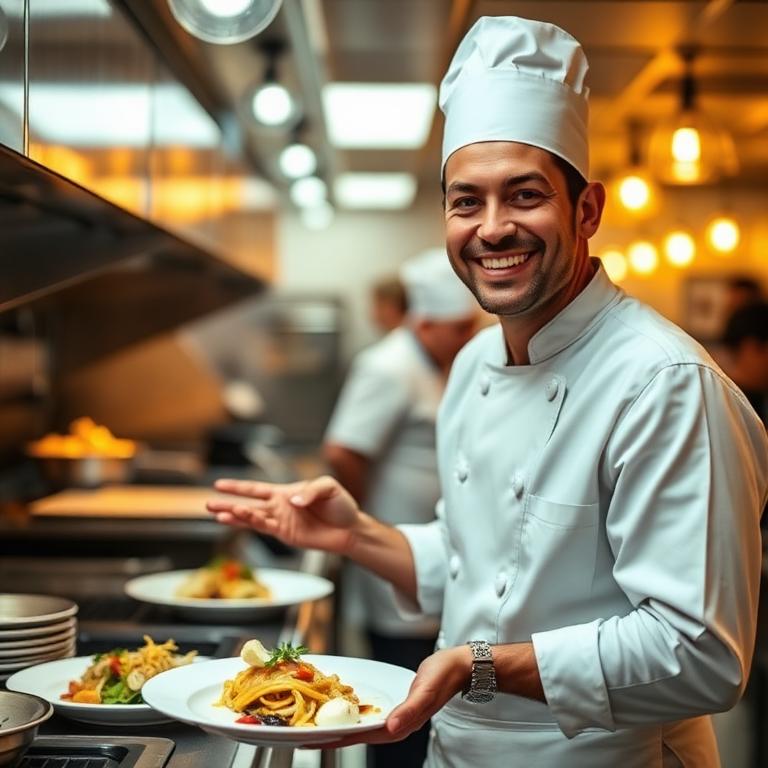 Chef de El Maná emplatando